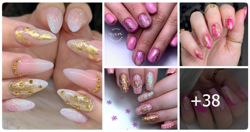 38 Trendy Pink and Gold Nails Designs You Need to Try in 2023 💅❣️【The Best of 2023】
