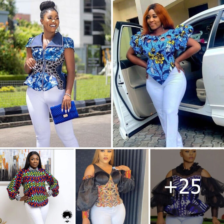 How To Rock Beautiful Ankara Tops With White Trousers.