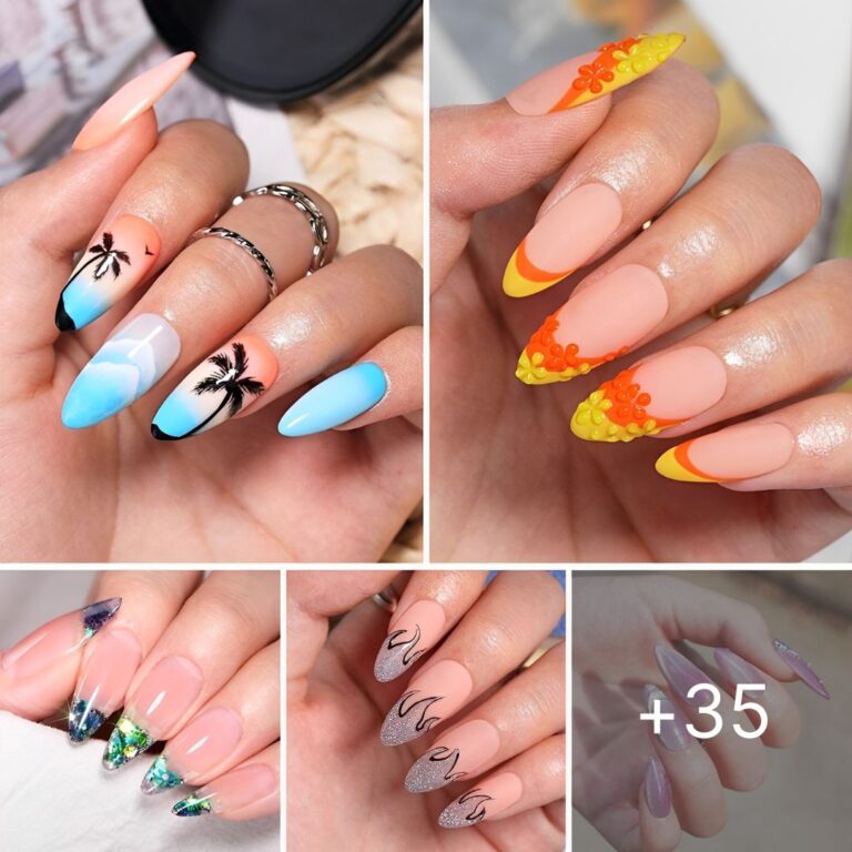 35 Elegant and Chic Almond Acrylic Nails for Summer Nails Designs 2023