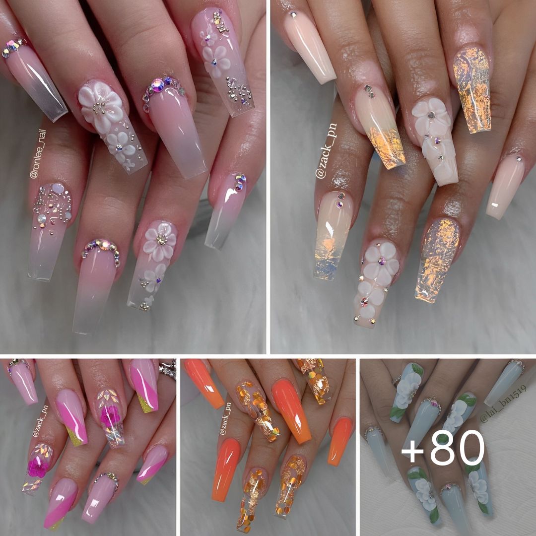 80+ Charming Long Coffin Nail Designs