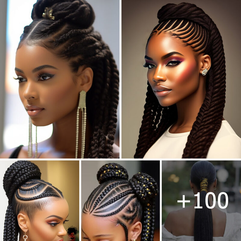 100 PHOTOS: Stylish Natural Hair Cornrow Ponytails